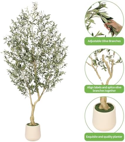 Realead 7ft Artificial Olive Tree with Tall Exquisite Planter - Image 5