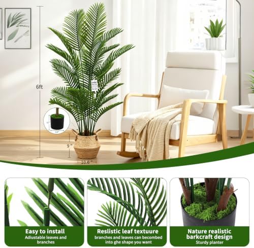 6FT Artificial Palm Tree with Hand-Woven Basket - Image 4