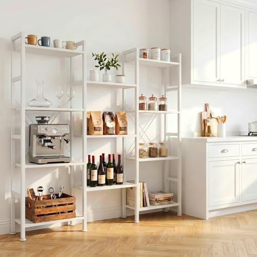 Triple Bookshelf, Free Standing Bookcase with Open Storage Shelves - Image 7