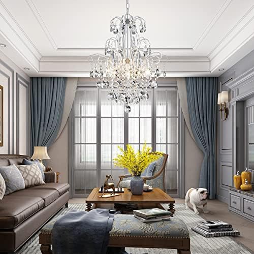 WUZUPS Crystal Chandelier 5-Light Pendant Ceiling Light Modern Lighting Fixture for Bedroom Hallway Bar Kitchen Bathroom, H 22.6'' x W 19.2'', E12 Base, White - Image 7