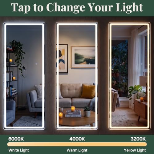 21"x64" Full Length Mirror with Lights, Standing Mirror - Image 3