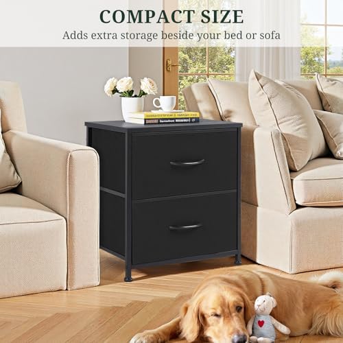Nightstand Set of 2 Upgraded Small 2 Drawer Dresser End Table - Image 5
