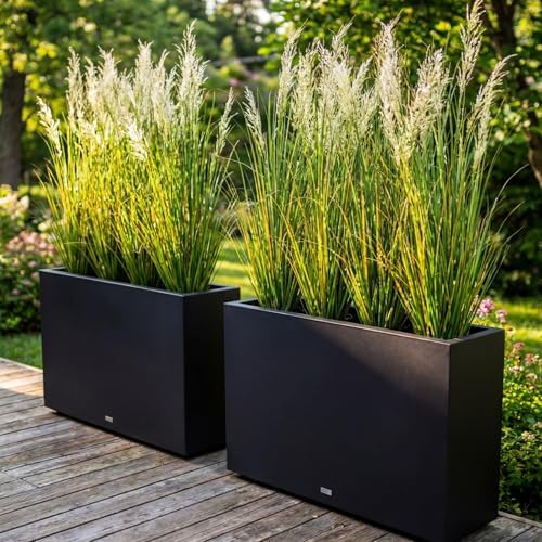 Jexine 8 Pcs 4 ft Tall Artificial Grass Plant Potted Artificial Greenery Floor Plants Faux Pampas Grass Tall in Pot for Housewarming Gift House Garden Bathroom Lobby Outdoor Decoration - Image 2