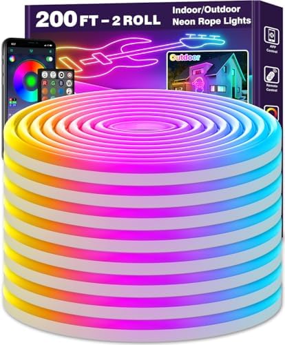AILBTON 200Ft Neon Rope Lights,Flexible Led Rope Lights Control with App/Remote,Multiple Modes Music Sync Gaming RGB Led Neon Lights for Bedroom Outdoor by AILBTON