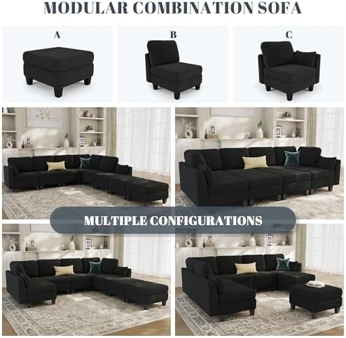 Sectional Sleeper Sofa 8 Seaters Modular Sleeper Sofa Couch - Image 4