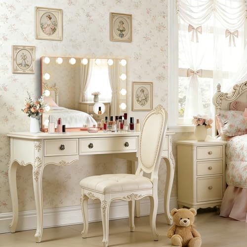 Ratsamee Rose Gold Hollywood Vanity Mirror with Lights, 15 Dimmable Bulbs, 3 Color Lights,Make Up Lighted Mirror, Aluminum Metal Frame, USB Charging Port（23" x 18"） - Image 4