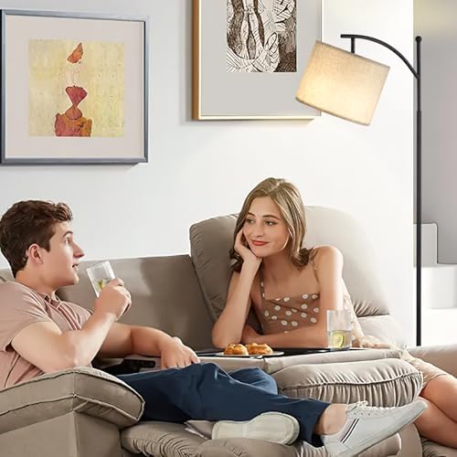 Ambimall 60" Floor Lamp with Remote and Stepless Dimmable Bulb, Grey Shade - Image 4