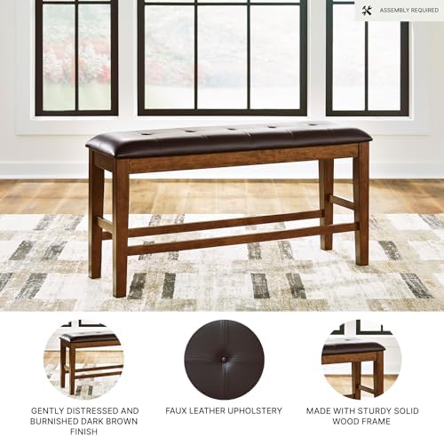 Signature Design by Ashley Upholstered Counter Height Dining Bench, Brown - Image 4