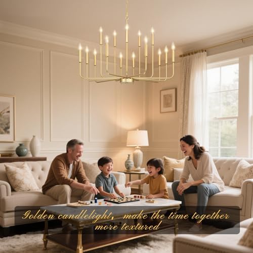 Gold Chandeliers for Dining Room Light Fixture，D40 Inch - Image 3