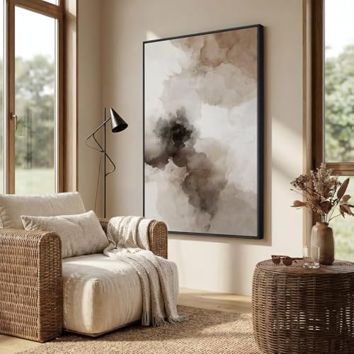Extra Large Framed Brown Beige Abstract Wall Art for Living Room, 40x60 In - Image 2