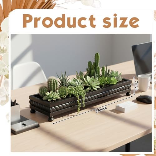 AceOrbit Large Long Wooden Dough Bowl, Spring Decorative Wooden Tables Centerpiece Tray, Riser Rustic Dough Bowl, Farmhouse Centerpiece Tray for Table Living Room Dining Gift(24",Black) - Image 3