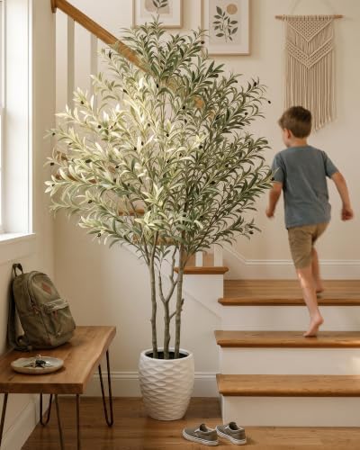 7ft Artificial Olive Tree Indoor Outdoor, Large Tall Faux Floor Plant Decor - Image 2