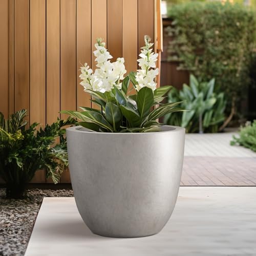 Kante Weathered Concrete Planter 10" Dia All-Weather Round Small Pot - Image 3