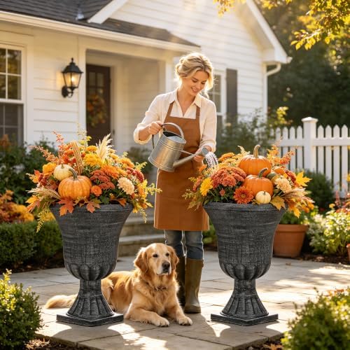 Autodaya 22" Large Pots for Plants Outdoor, Washed Black Planters Set of 2 - Image 5