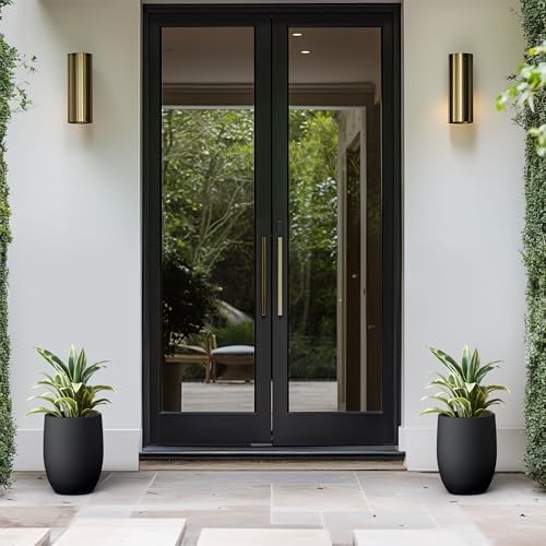 Kante Small Round Curved Black Concrete Planter 9.1" Dia, Outdoor - Image 5