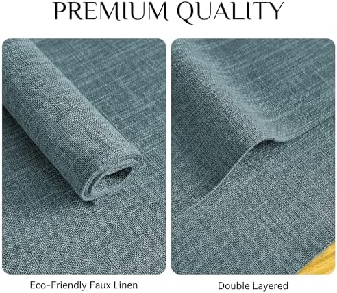 Softalker Faux Linen Cloth Placemats Set of 4-12 x 18 Inch, Light Blue - Image 4