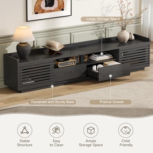 ONBRILL 78.7" TV Stand for TV Up to 85",Mid-Century Modern TV Console Black - Image 5