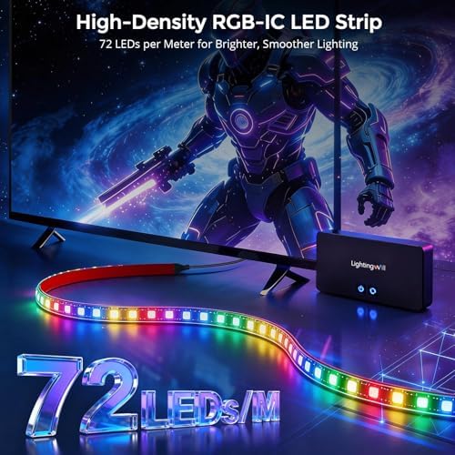 LightingWill LED TV Backlight Strip for 65-75 Inch TVs, Smart RGBIC TV Backlight Sync to Screen with 4K HDR HDMI 2.0 Sync Box, Compatible with Alexa, Google Home, PS5, Xbox, PC - Image 5