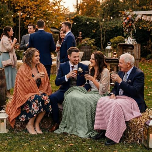 Buryeah 24 Pcs Flannel Blankets Bulk,Fall Outdoor Wedding, Classic Color - Image 6