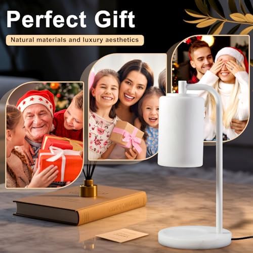 Marble White Candle Warmer Lamp, Bedroom Home Decor Marble Base White Electric Candles Warmer with Timer & Dimmer, Housewarming Gifts, Spring & Easter Decorations - Image 3