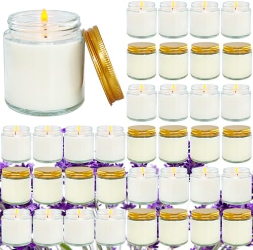 36 Pcs 4 Oz Mini White Soy Candles,Lavender Scented Candles Set,Bulk Aromatherapy Candle,Great Stress Relieving Scented Candle for Girls as a Gift for Birthdays, Weddings and More! by Veiuwa