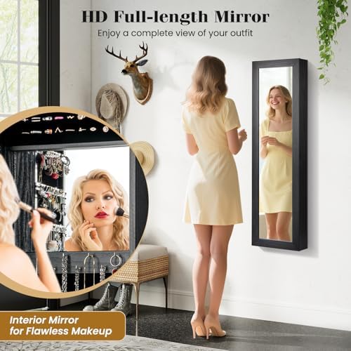 GIANTEX Wall or Door Mounted Jewelry Cabinet with Full Length Mirror - Image 3