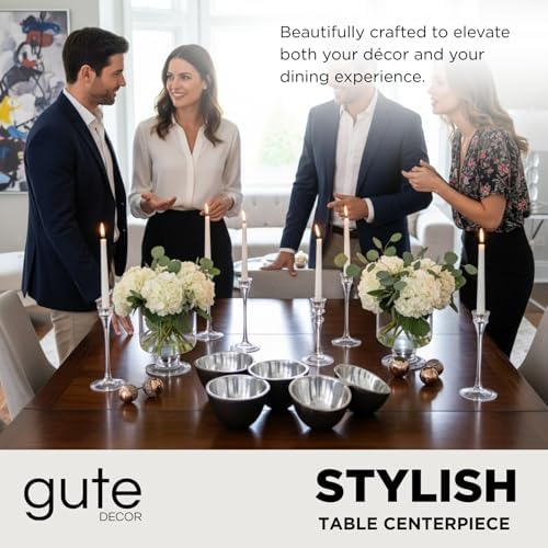 5 Cluster Decorative Bowls Dark Matte Bronze/Black & Chrome Silver Snack Tray Bowl Chip & Dip Serving Piece Strong Centerpiece Beautiful Room Accent & Entertaining Parties Home Decor Wedding Gifts 15" - Image 3