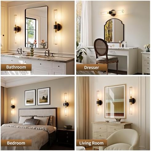 Black Gold Battery Operated Wall Sconces Set of 2, Wireless Sconce Light - Image 6