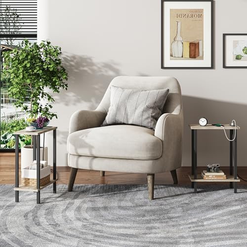 TUTOTAK Narrow Side Table, 2-Tier Small End Table with Charging Station - Image 7