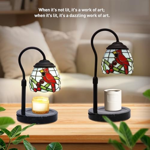 Cardinal Tiffany Candle Warmer Lamp, Adjustable Height Marble - Image 6