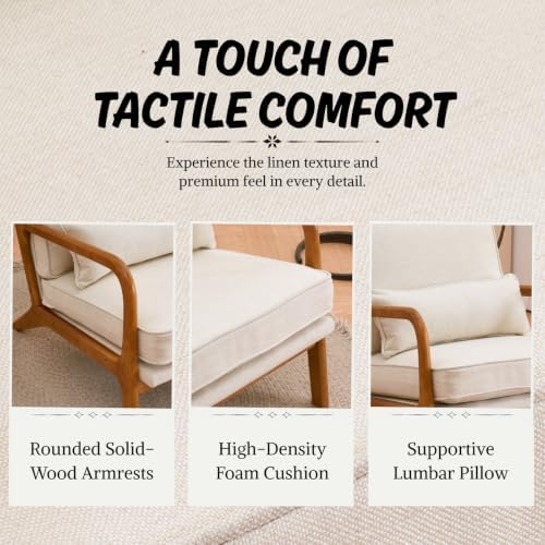 Karl home Mid-Century Modern Accent Reading Chair, Beige - Image 5