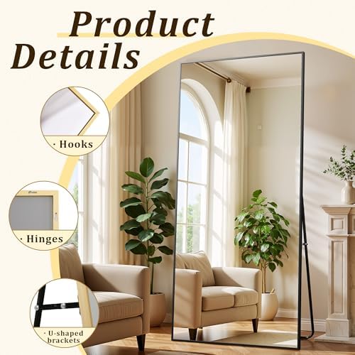 BEAUTYPEAK 80"x40" Rectangle Full Body Floor Mirrors, Full Length Mirror - Image 3