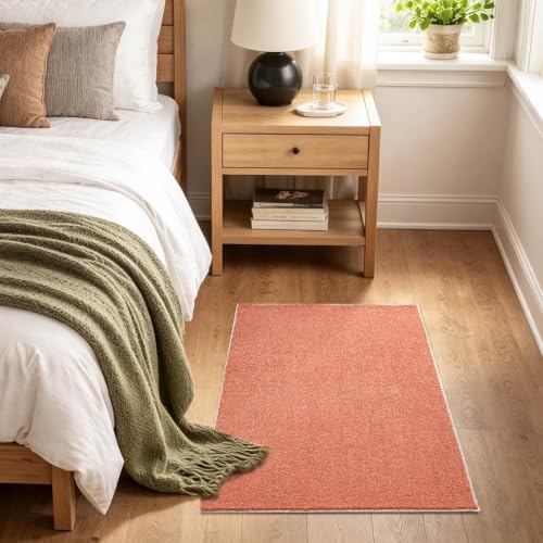 2x3 Orange/White Area Rug Washable Non-Slip Soft for Entryway Front Door - Image 3