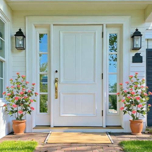Nafresh 4FT Lush Artificial Pink Camellia Tree Outdoor 2 Pack, 48inch Faux Camellia Plant, Fake Camellia Flowers Tree for Indoor Outdoor Living Room Home Patio Front Door Garden Decor - Image 2