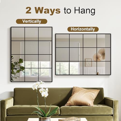 Window Pane Mirror for Wall Decor, 30" x 40" Decorative Mirror, Black - Image 4