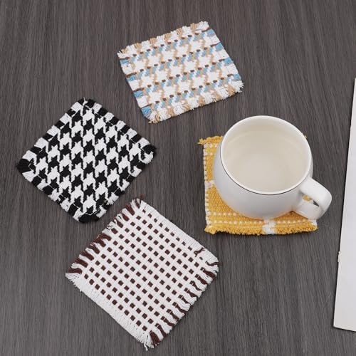 6-Piece Linen Coaster Set with Tassel Trim - Image 6