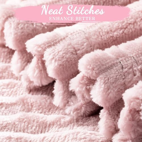 Buryeah 6 Pcs Flannel Blankets Bulk,Fall Outdoor Wedding, Light Pink - Image 3