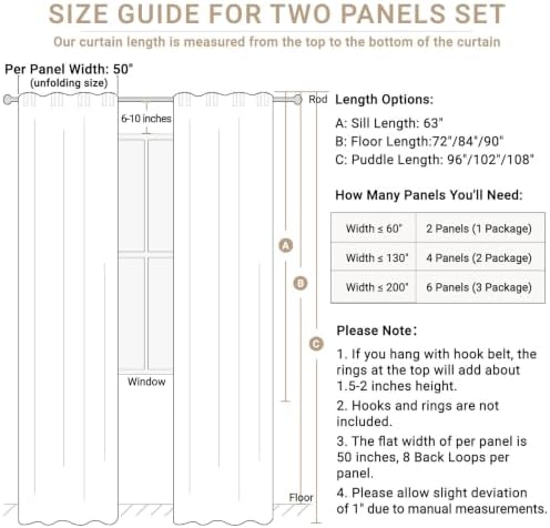 Faux Linen Total Blackout Curtains for Bedroom 102 Inch Long Natural Flax - Image 7