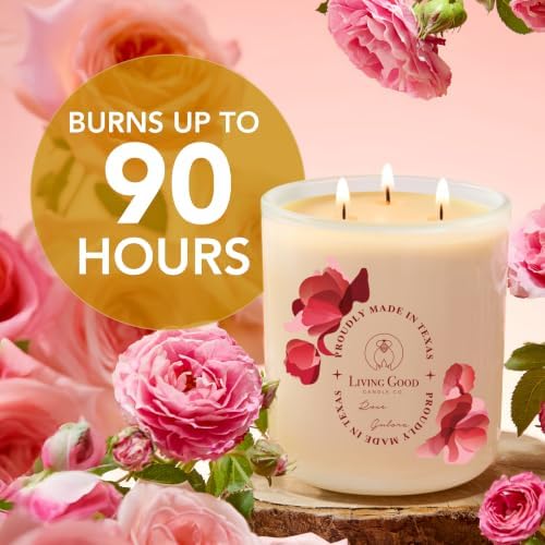 Rose Gulora - Turkish Rose Pure Beeswax Candle - 90+ Hours Long Burning Classically Designed Non-Toxic Scented Candles for Home Decor and Aromatherapy to Stress & Anxiety Relief 15 OZ - Image 2