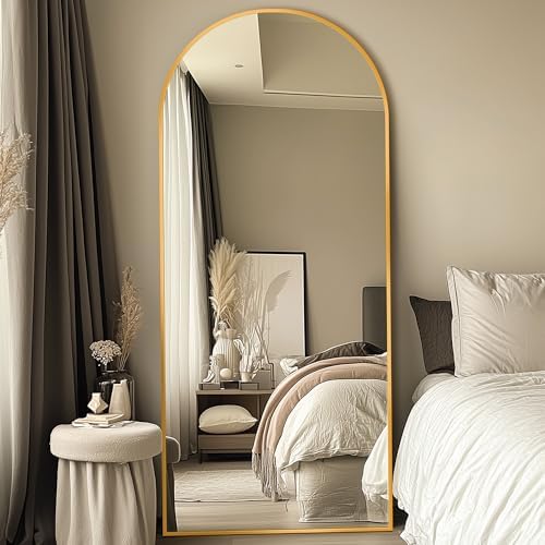 71"x28" Arched Full Length Mirror, Standing Floor Mirror, Gold - Image 3