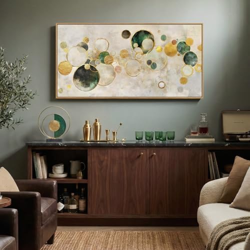 Large Framed Gold Abstract Wall Art for Living Room, Horizontal 30x60 In - Image 2