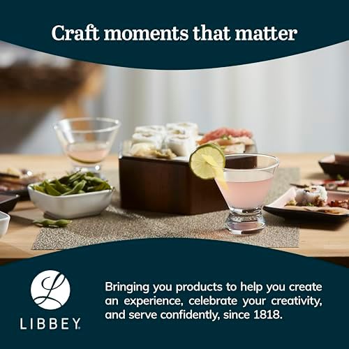 Libbey Cosmopolitan Stemless Martini Glasses, 8.25 Oz Dishwasher Safe Martini Glasses Set of 4, Martini Cups Set for Wedding Registries and More - Image 6