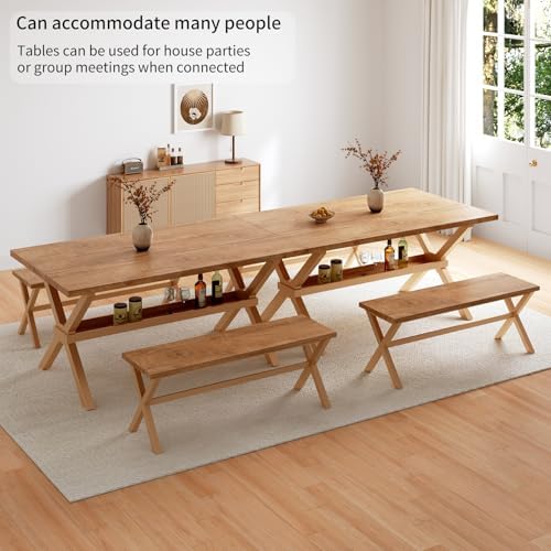 HIPIHOM Dining Table Set for 4-6,Kitchen Table with Dining Benches - Image 4