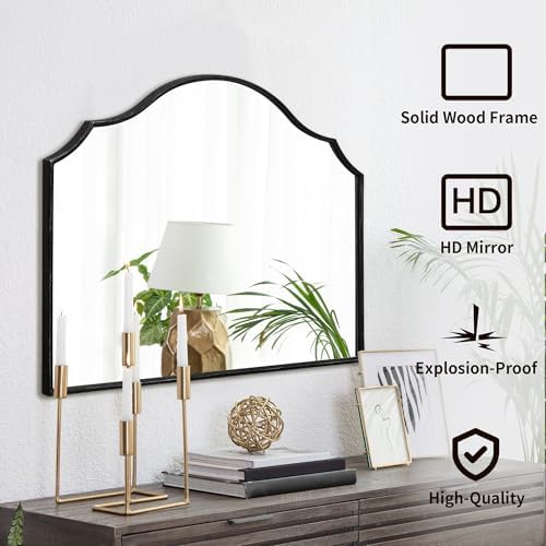 Besdomus Black Wooden Vanity Mirror: 32"x24" Bathroom Mirrors for Over Sink - Image 2