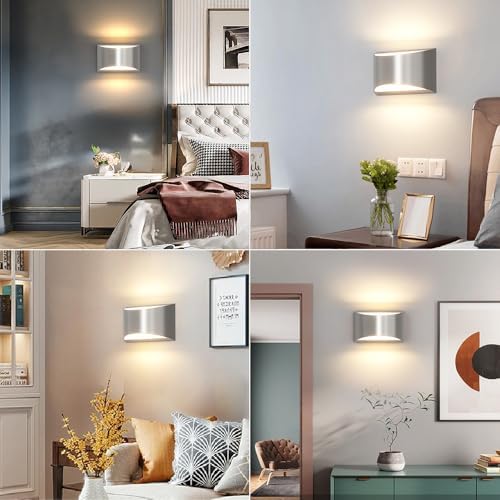 Aipsun 4 Pack Nickel Modern LED Wall Sconce Hardwired Indoor Wall Lights Up and Down Wall Mount Light for Living Room Bedroom Hallway Corridor Conservatory Warm White 3000K(with G9 Bulbs) - Image 5