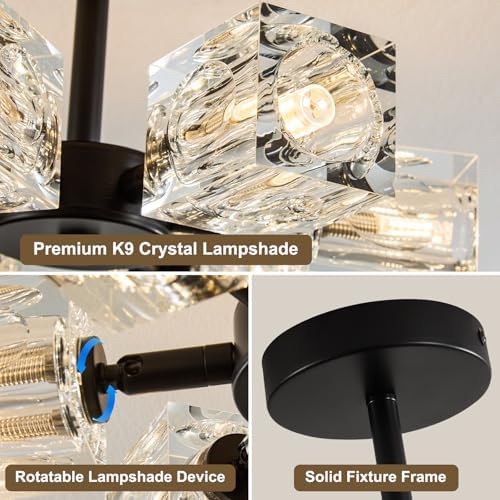 K9 Crystal Semi Flush Ceiling: Modern Black Sputnik Small Closet Chandelier - Image 4