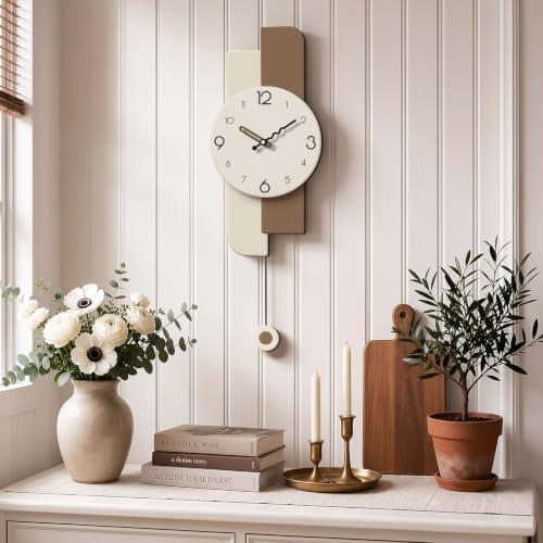 Modern Minimalist Pendulum Wall Clocks For Living Room Decor,12*32in,White - Image 2