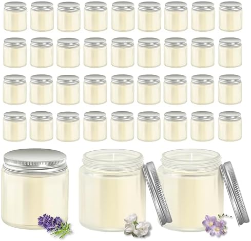 ACITHGL 36 Pcs 4oz Mini Mason Jar Candles Small Scented Candles Bulk Aromatherapy Ideal Souvenir Favors for Wedding Birthday Party (Freesia, Lavender, Jasmine, Silver) by ACITHGL