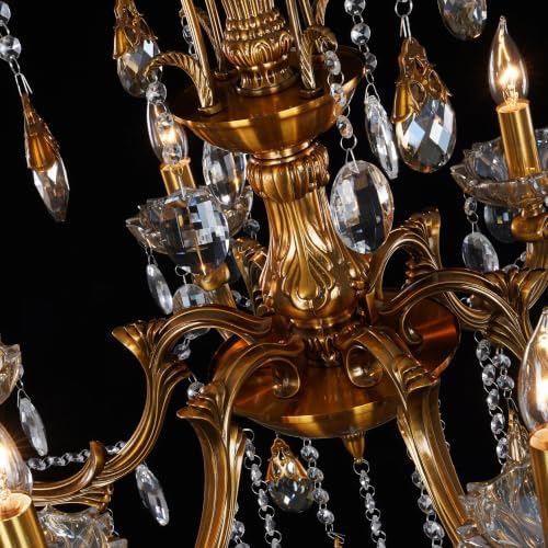 Antique Gold Crystal Chandelier 6-Light Candle Style Pendant Light - Image 2
