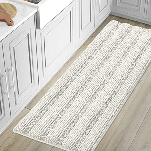 H.VERSAILTEX Bath Mats for Bathroom Non Slip Luxury Chenille Striped Bath Rug Absorbent Non Skid Fluffy Soft Shaggy Rugs Washable Dry Fast Plush Carpet Mats for Bath Room, Tub by HVERSAILTEX